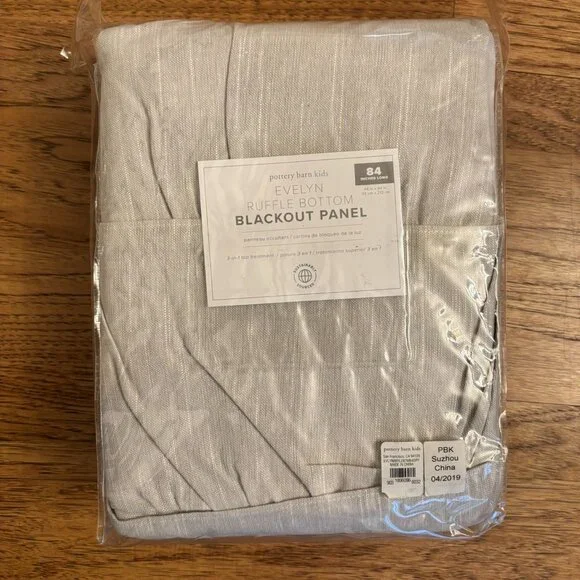 Pottery Barn 2 X Evelyn Linen Blend Ruffle Bottom Blackout Curtains GRAY 44"x84" - Picture 3 of 4